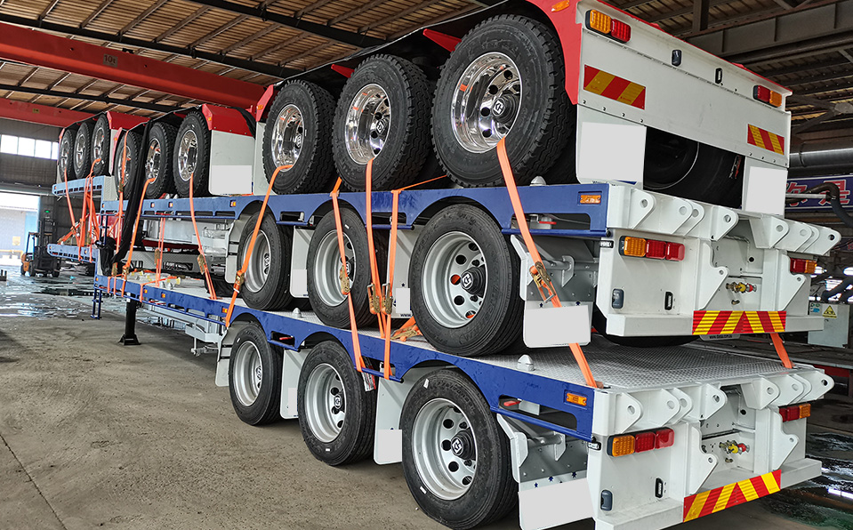 3 Axles drop deck semi-trailer shipped to Australia