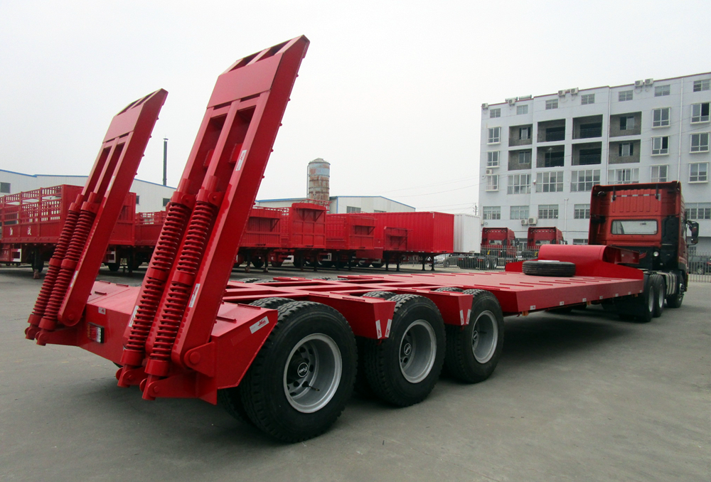 40 Tons Drop Deck Goose Neck Low Bed Ladder Semi Trailer for Sale